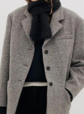 facade pattern毛呢大衣女2024秋冬新款设计感小众西装羊毛外套