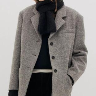 facade pattern毛呢大衣女2024秋冬新款设计感小众西装羊毛外套