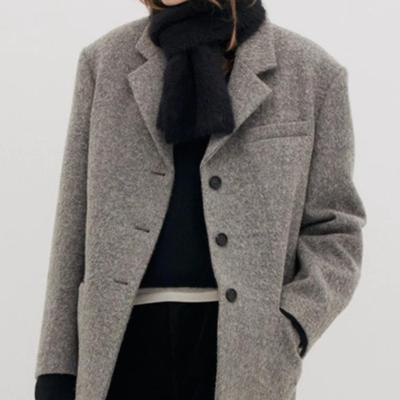 毛呢大衣女宽松西装羊毛外套
