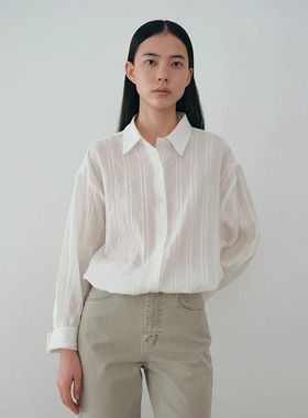 facade pattern衬衫女春夏宋慧乔同款纹理衬衣长袖纯棉MOIA上衣