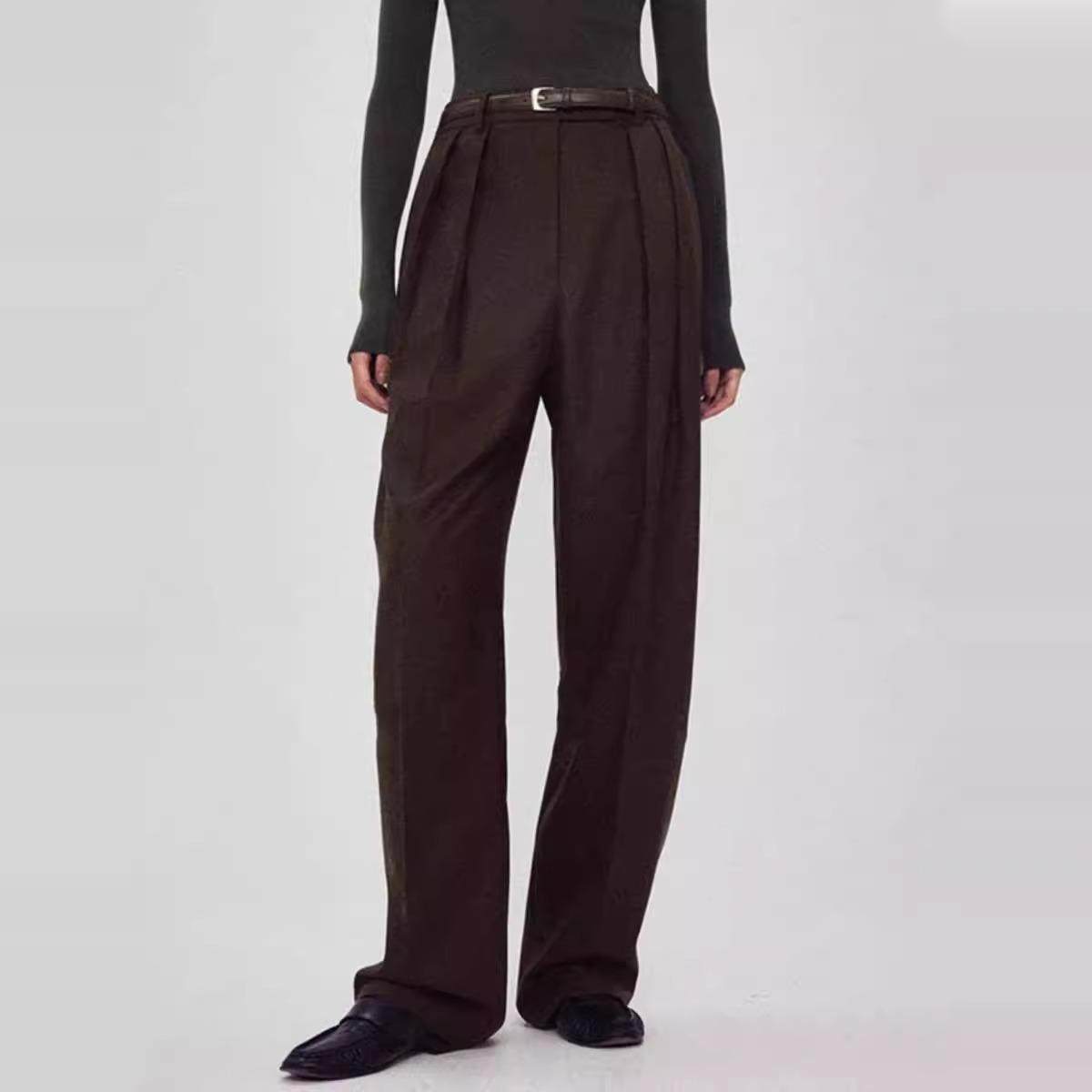 高腰直筒显瘦长裤西裤澳洲美利奴