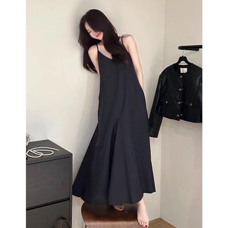 facade pattern吊带连衣裙女2025夏季新款韩版小众无袖长裙子