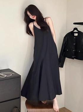 facade pattern吊带连衣裙女2025夏季新款韩版小众无袖长裙子