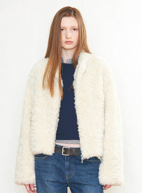 facade pattern短外套女秋冬新款韩系简约加厚保暖短款毛绒上衣