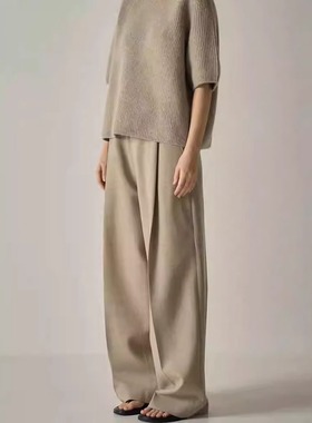 FACADE PATTERN休闲裤女春夏low classic直筒阔腿裤高腰显瘦长裤