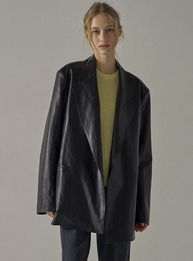 Facade pattern皮衣女秋冬新款韩国设计师廓形夹克西装外套