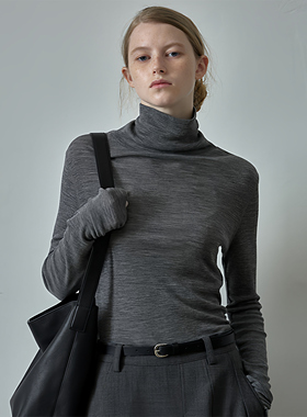 facade pattern高领长袖t恤女新款秋冬高级感羊毛打底外穿打底衫