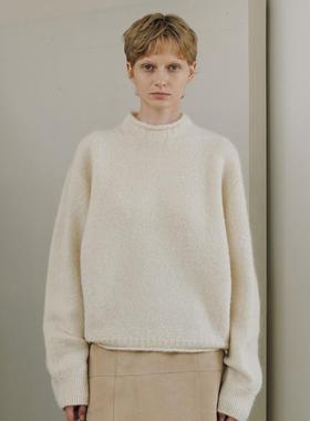 facade pattern羊毛毛衣女2025年春款半高领立领羊驼毛针织衫