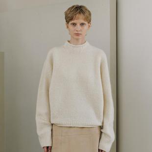 facade pattern羊毛毛衣女2025年春款半高领立领羊驼毛针织衫