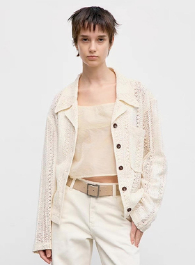 facade pattern休闲镂空衬衫女2025春夏时尚西装领纯棉长袖外套