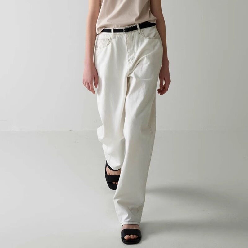 高腰显瘦白色2024春夏新款牛仔裤