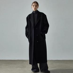 facade pattern羊毛大衣女2024秋冬季高级感小众宽松长款毛呢外套