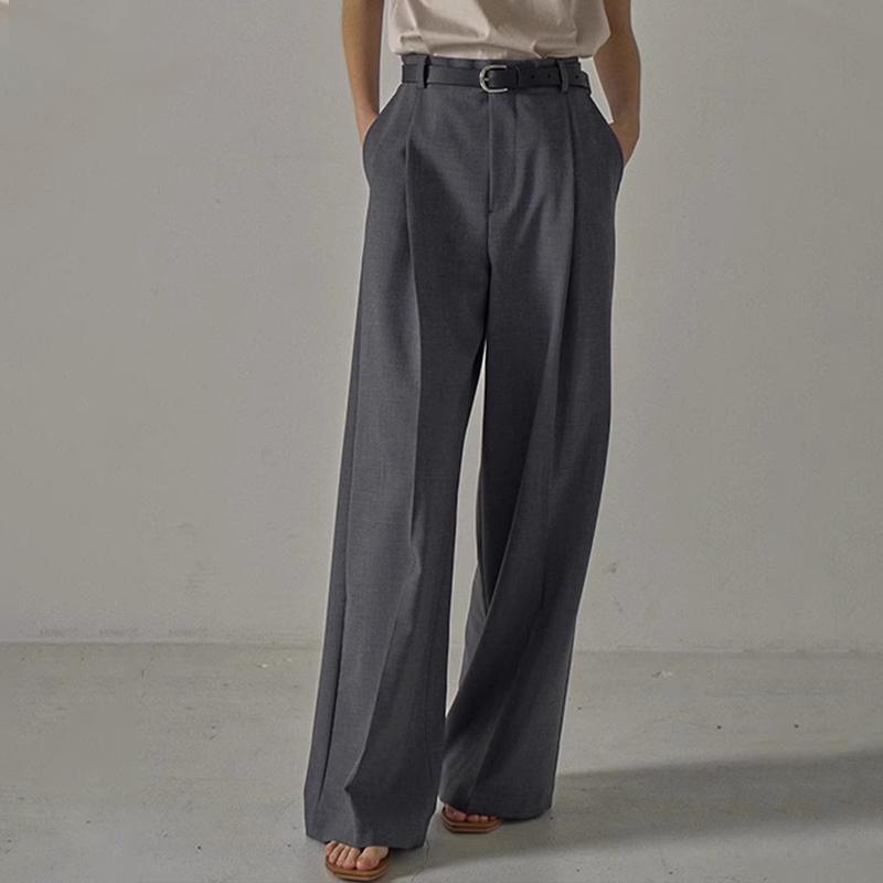 西装裤女设计师阔腿拖地直筒长裤