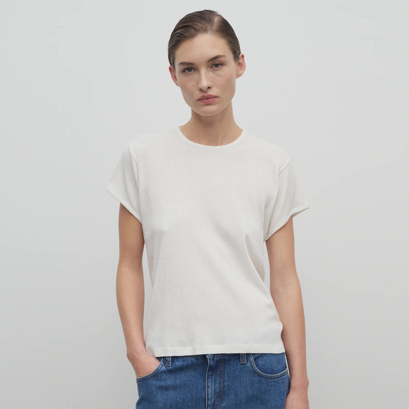 facade pattern短袖T恤女2025夏季新款极简风修身纯色圆领上衣