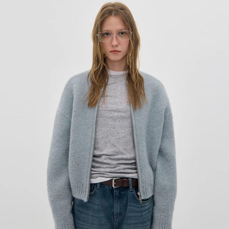 毛衣开衫女秋毛上下拉链针织外套