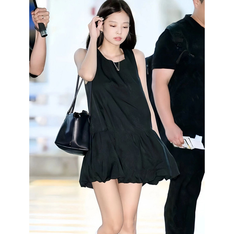 无袖背心连衣裙Jennie同款花苞