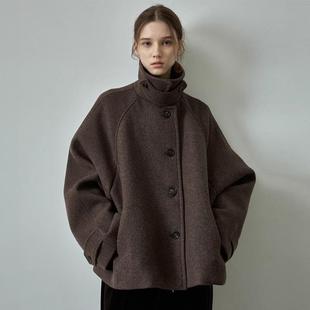 facade pattern羊毛大衣女秋冬新款设计师加厚保暖毛呢外套上衣