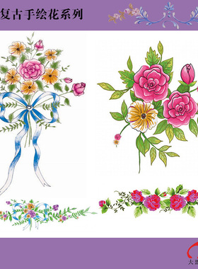 1048.1欧式复古田园手绘花大盟水移画家具橱柜木桌瓷砖玻璃装饰贴