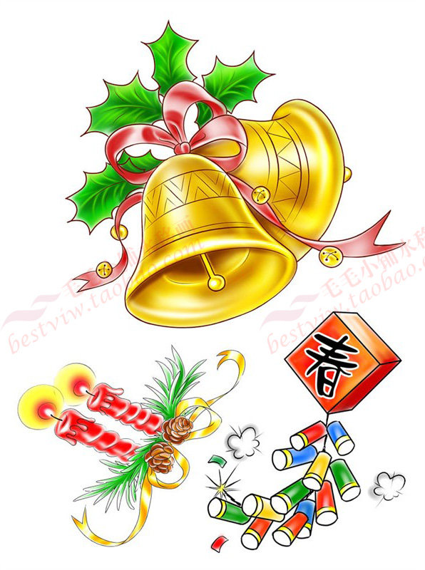 75-113 圣诞节毛毛小铺水移画厨房浴室瓷砖贴冰箱玻璃贴卡通儿童