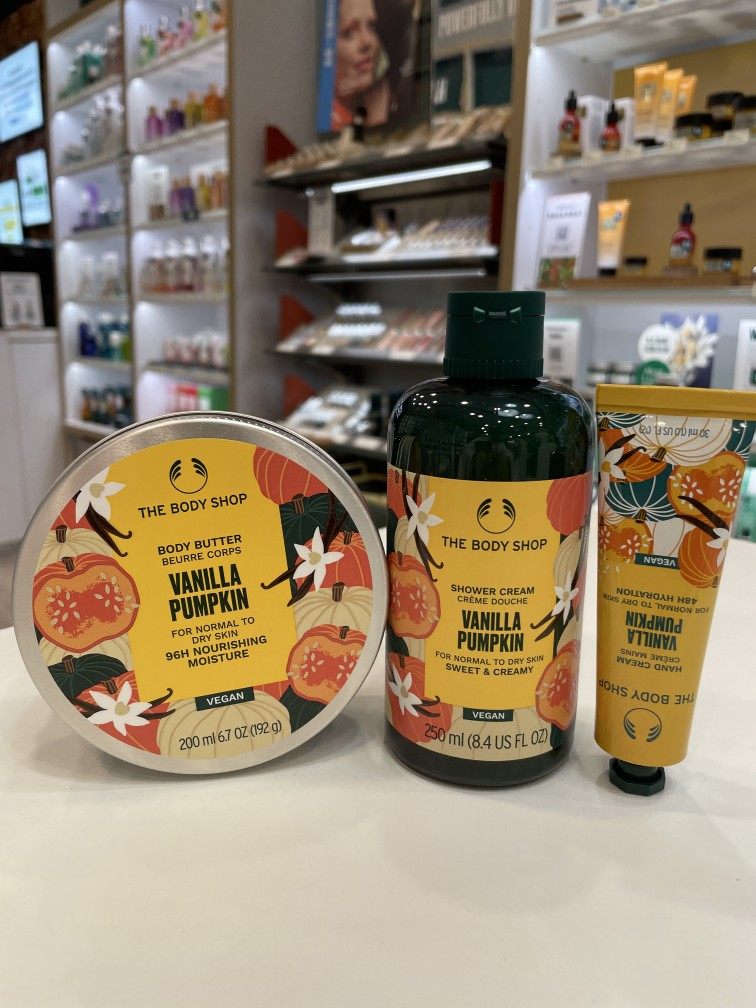 THEBODYSHOP南瓜厶香草沐浴露身体霜手一霜限量版
