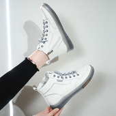 子牛筋底短靴休闲女鞋 高帮鞋 加绒马丁靴真皮鞋 秋冬皮鞋 女2025新款