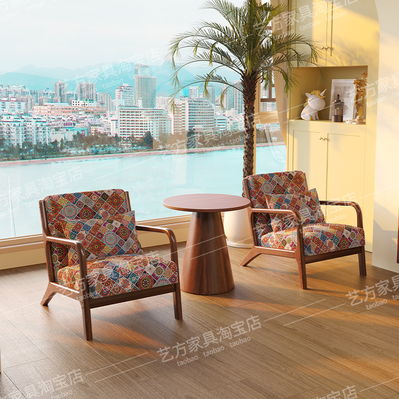 单人沙发客厅单人椅阳台休闲椅新款设计师懒人椅实木椅轻奢高级感