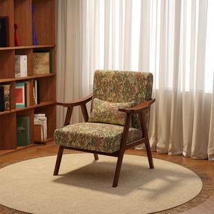 单人沙发轻奢高级感阳台沙发椅卧室休闲椅子小户型躺椅实木阅读椅