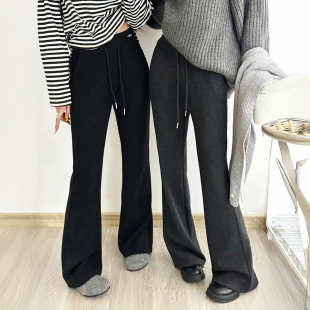 高腰加绒微喇裤 女长裤 修身 糯米羊绒休闲裤 显瘦直筒裤 2025秋冬新款