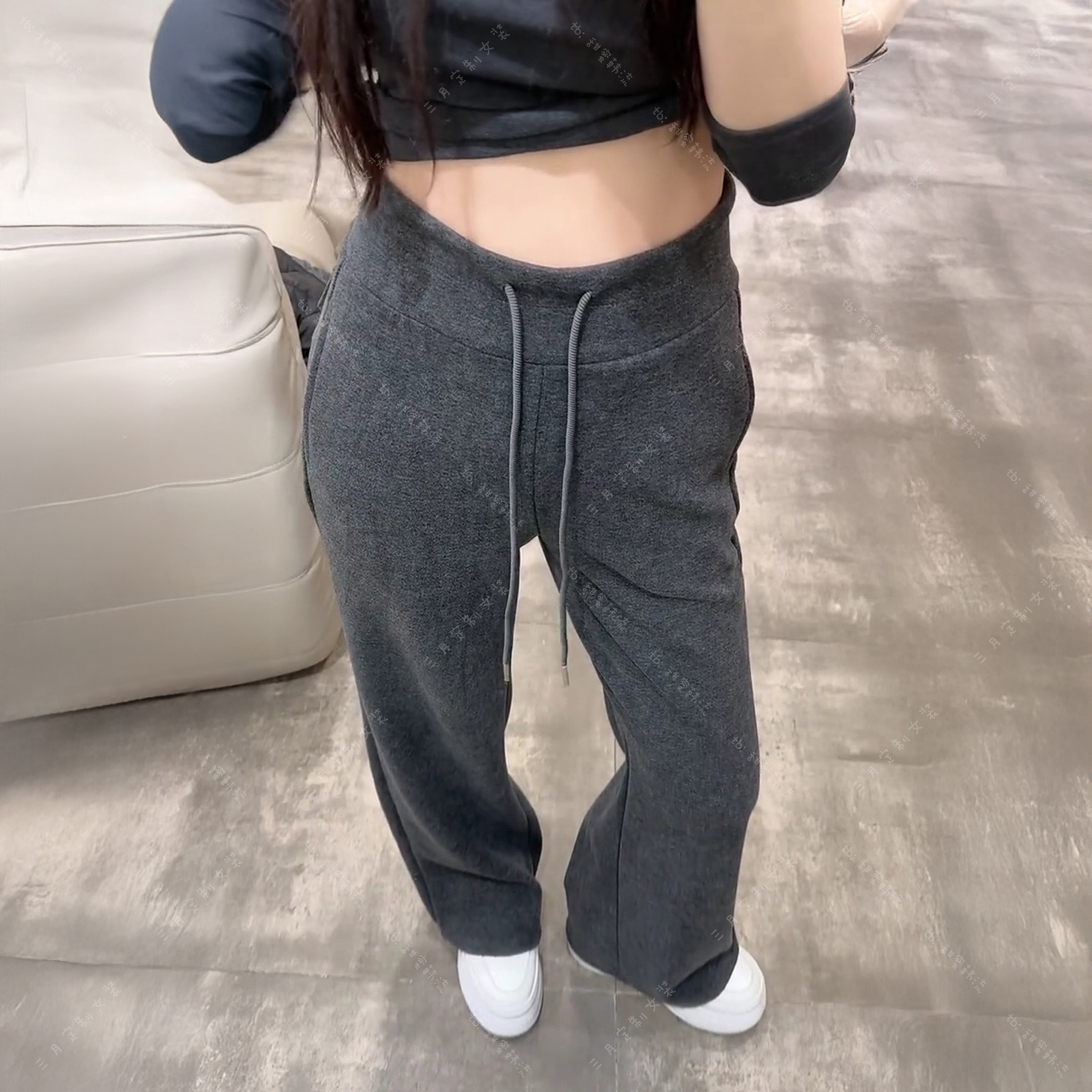 抽绳裤子女款秋冬灰色卫裤