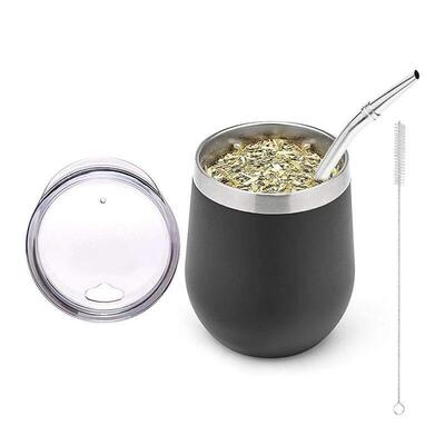 Double-Wall Stainless Yerba Gourd Mate Tea Set Coffee Cups W