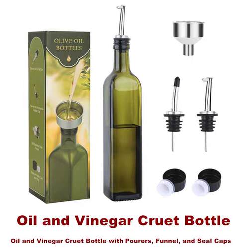 Glass Oil Dispense rOil and Vinegar Cruet Bottle Pourers