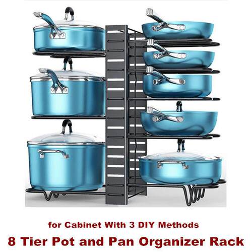 Pot and Pan Organizer Rack Adjustable Organizer Holder