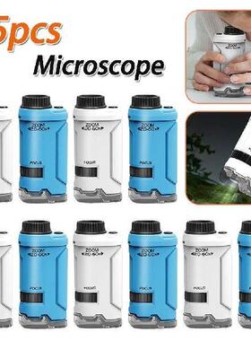 1-5PCS 60-120x Portable Microscope with LED Light Pocket