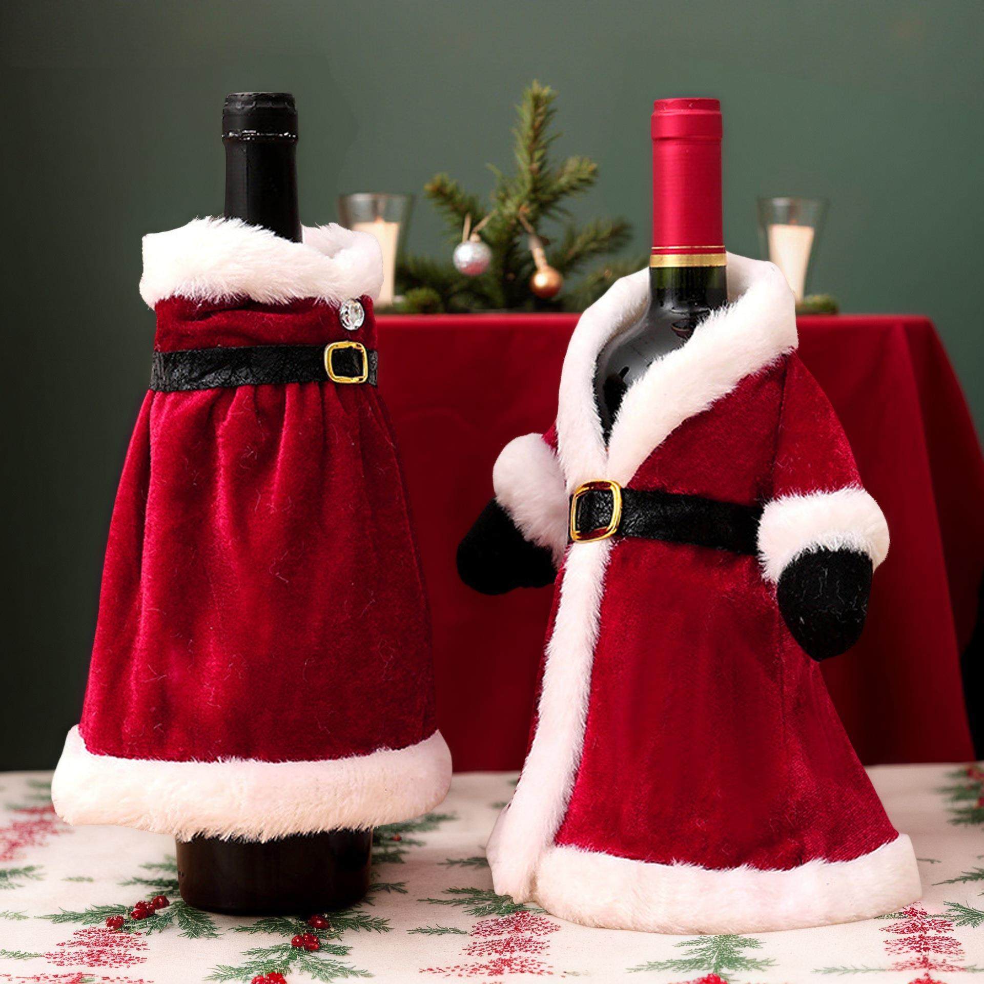 酒瓶礼服装饰Christmas table decorations dresses wine bottle