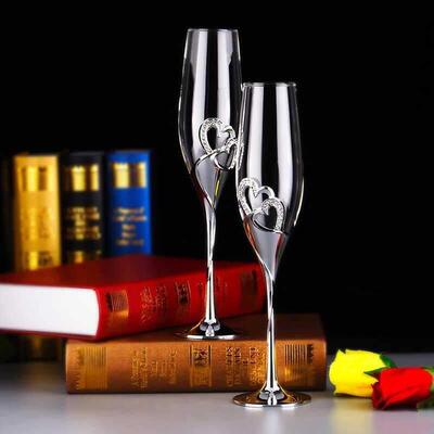 Crystal diamond heart-shaped Champagne Cup Set bubble goblet