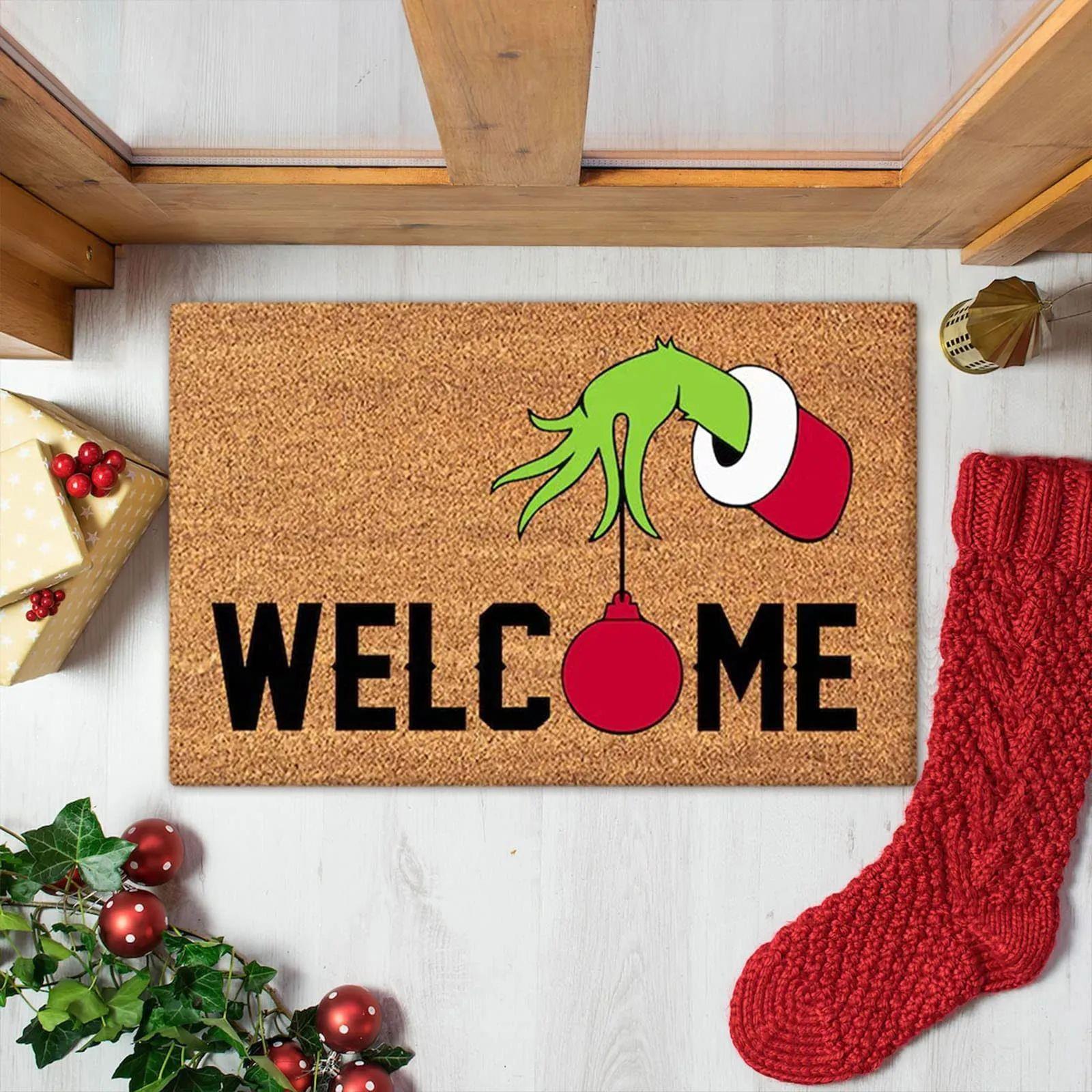 Xmas Welcome Christmas Mat Non-Slip And Washable Doormat Dec
