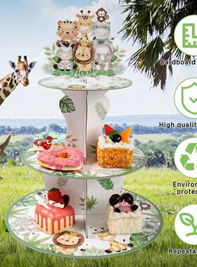 Jungle Animals Safari Cupcake Stand Baby Shower Birthday Par