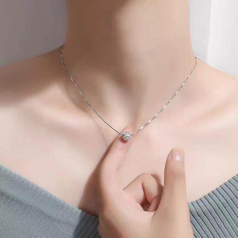 s925 sterling silver transfer bead necklace, women