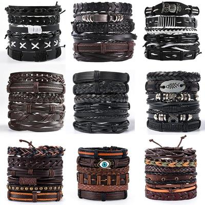 Cross-border leather multi-layer bracelet for men男士手錬