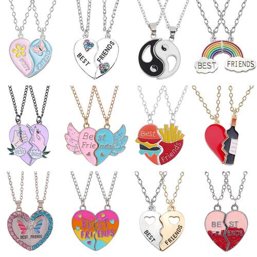 Best Friends Honey Love Couple Pendant Necklace 2 Pcs/ Set C