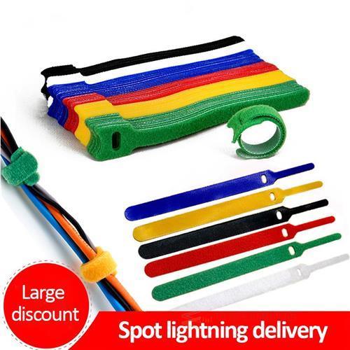50pcs T-type Velcro Cable Tie Wire Reusable Cord Organizer W