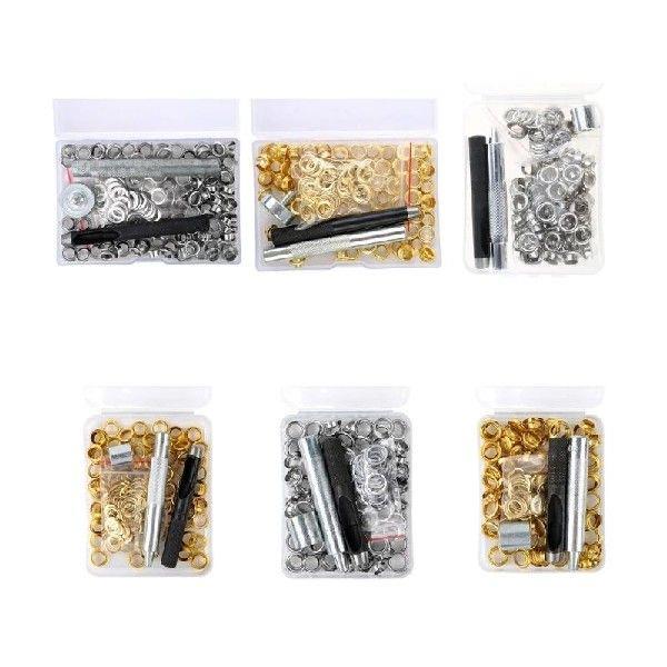 100Pieces 6mm/8mm/10mm Grommet Eyelets Assortment Kits with