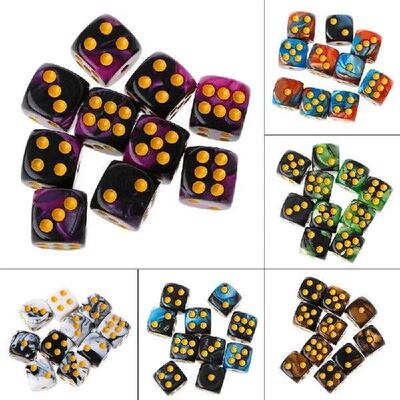10Pcs Six Sided 12mm Digital Game Dices Acrylic Transparent