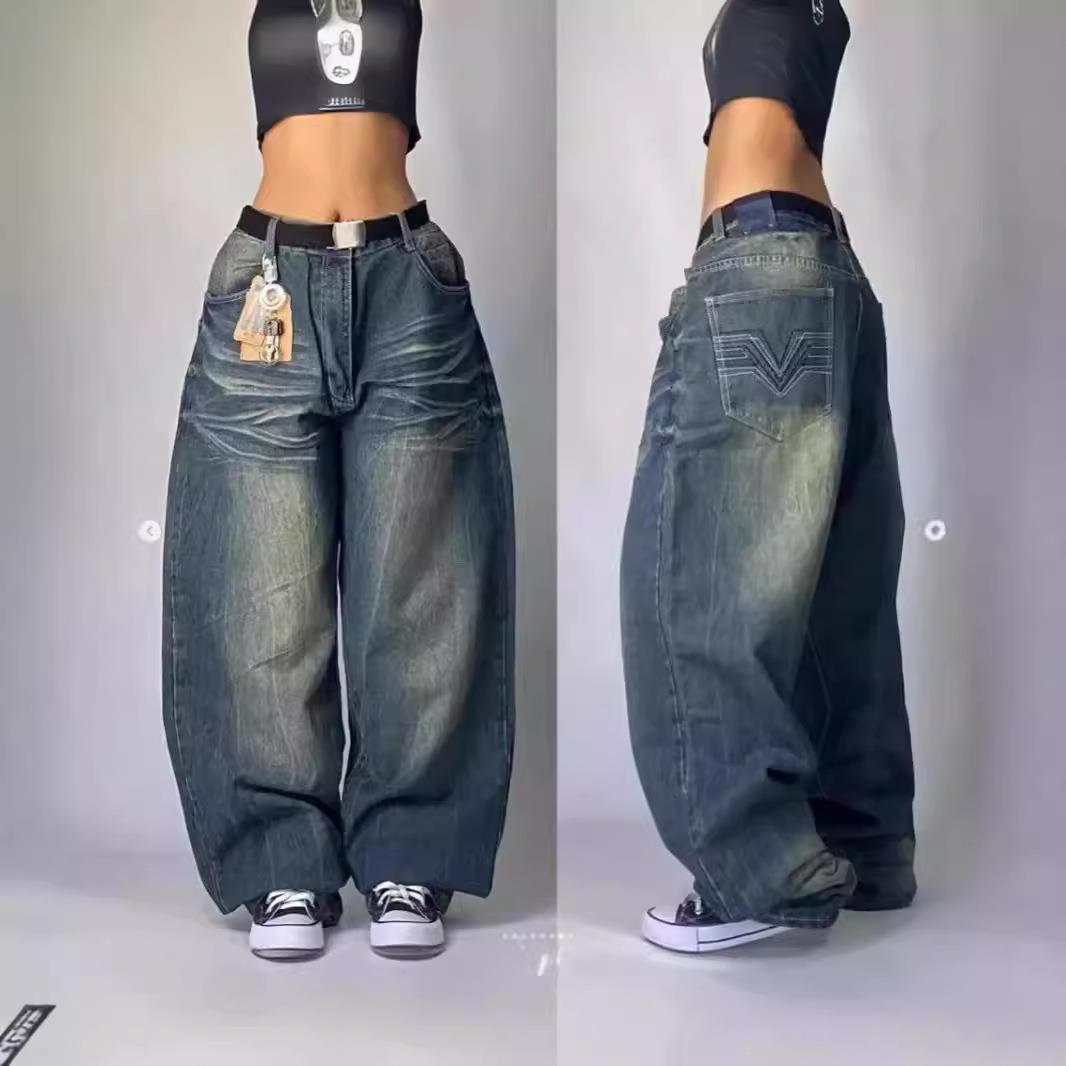 American hip hop retro baggy jeans美式嘻哈覆古宽松牛仔宽裤