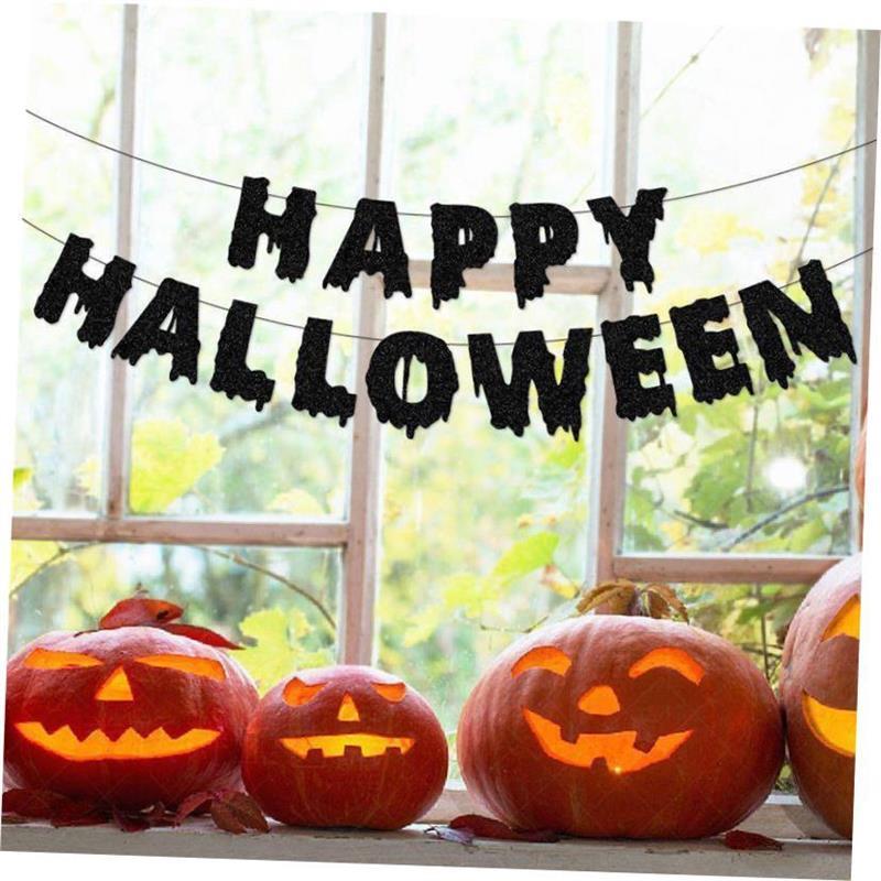 万圣节装饰Happy Halloween拉旗拉花 南瓜蜘蛛蝙蝠螺旋吊饰