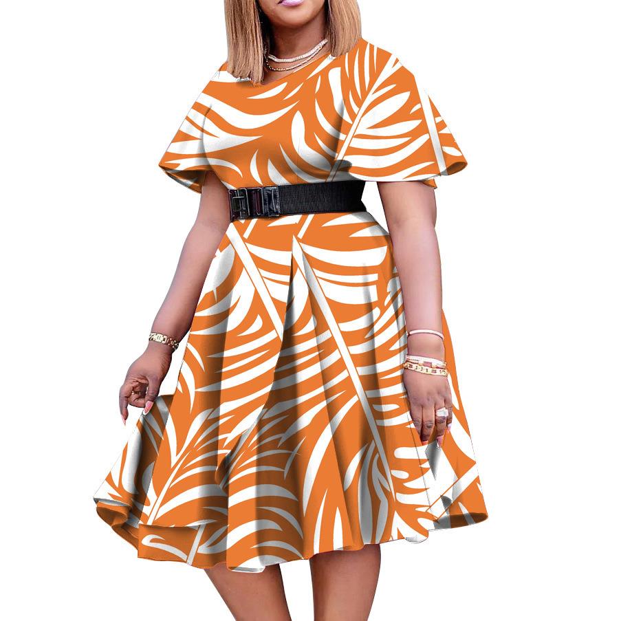 big size fat plus Dress Women Dresses V neck 3xl print skirt