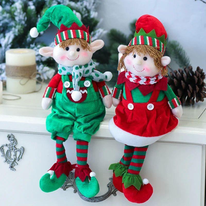 Christmas Decora tionRed and green fabric Plush Leg Elf Doll