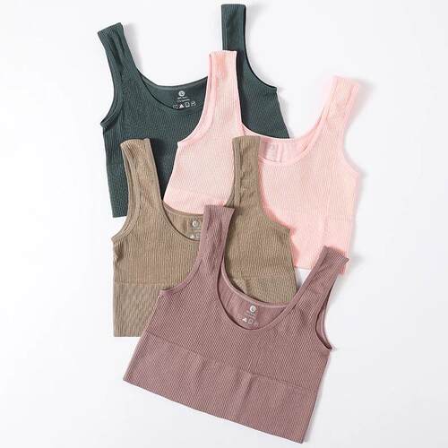 Women Tank Top Ribbed Crop Tops Female Seamless Underwear Wi