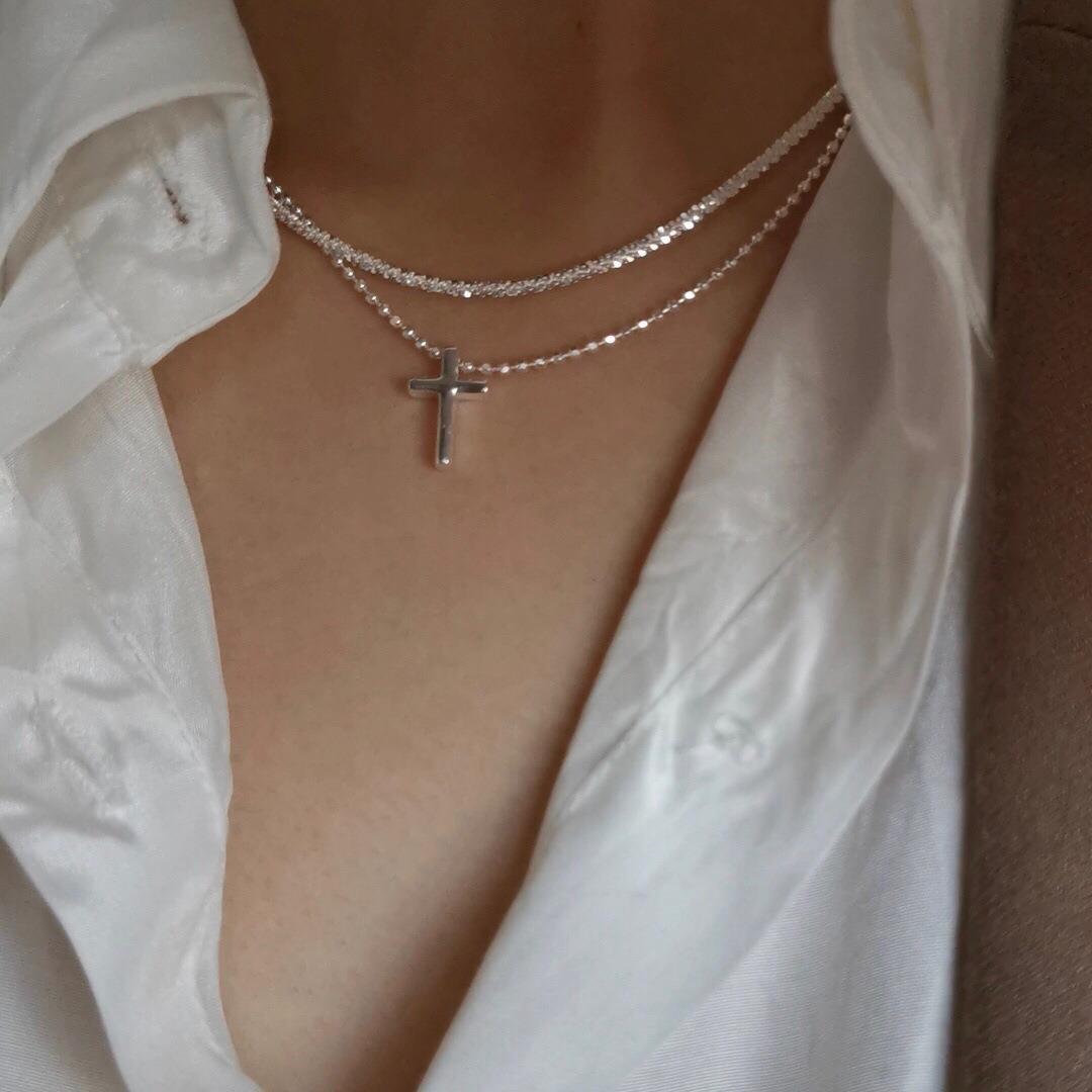 Cross Pendant necklace clavicle chain十字架吊坠项炼锁骨炼女