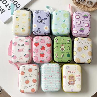 Cute Cartoon Fruit Pattern Headphone Data Cable Storage Bags